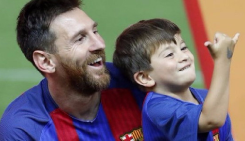 Thiago Messi hizo dos goles en las inferiores del Barcelona