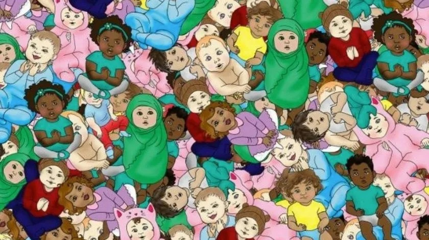 Reto viral: encontrá al bebé dormido entre cientos de niños