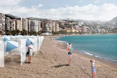 Coronavirus: cómo se verán las playas con mamparas para evitar el contagio