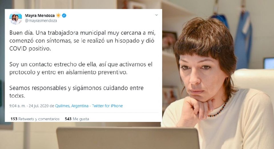 Coronavirus | Mayra Mendoza activó el protocolo de aislamiento: “Soy un contacto estrecho”