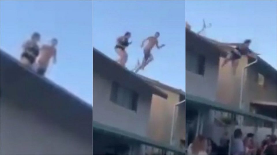 Se tiró a la pileta desde el techo y casi pierde la vida