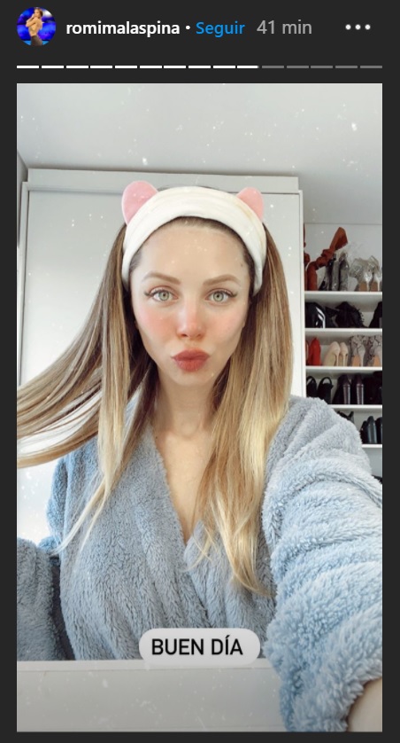 Romina Malaspina usó una vincha de osita para arrancar el domingo: “Buen día”