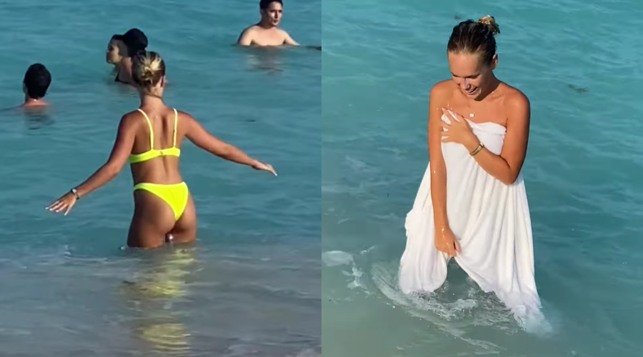 Se le “disolvió” la bikini en el mar y quedó completamente desnuda