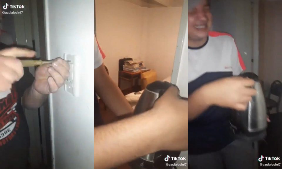 Quisieron arreglar el enchufe de la casa y terminaron prendiendo la luz con la pava eléctrica