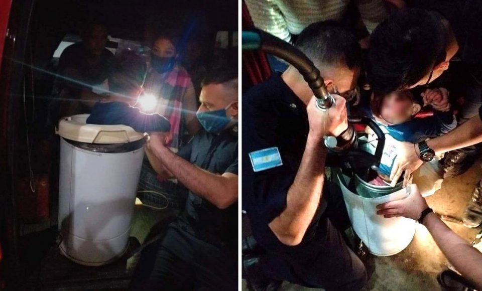 Un nene quedó atrapado en un secarropas y fue rescatado por bomberos