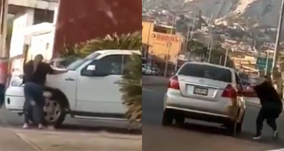 Descubrió a su pareja saliendo de un hotel con su amante y lo persiguió