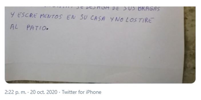Compartió un bochornoso mensaje sobre una vecina de su edificio