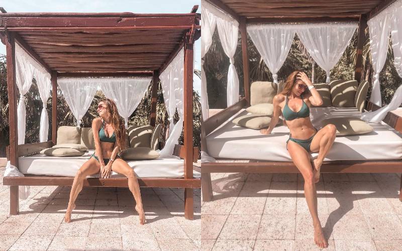 Magui Bravi posaba con una (cavada) bikini pero un almohadonazo casi arruina su producción